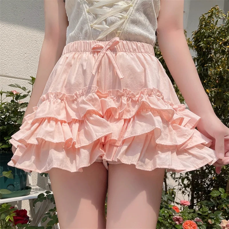 Sugar Girl - Daily Lolita Bloomers Anti-Exposure - Pink Ruffle Safety Shorts Other Surprise