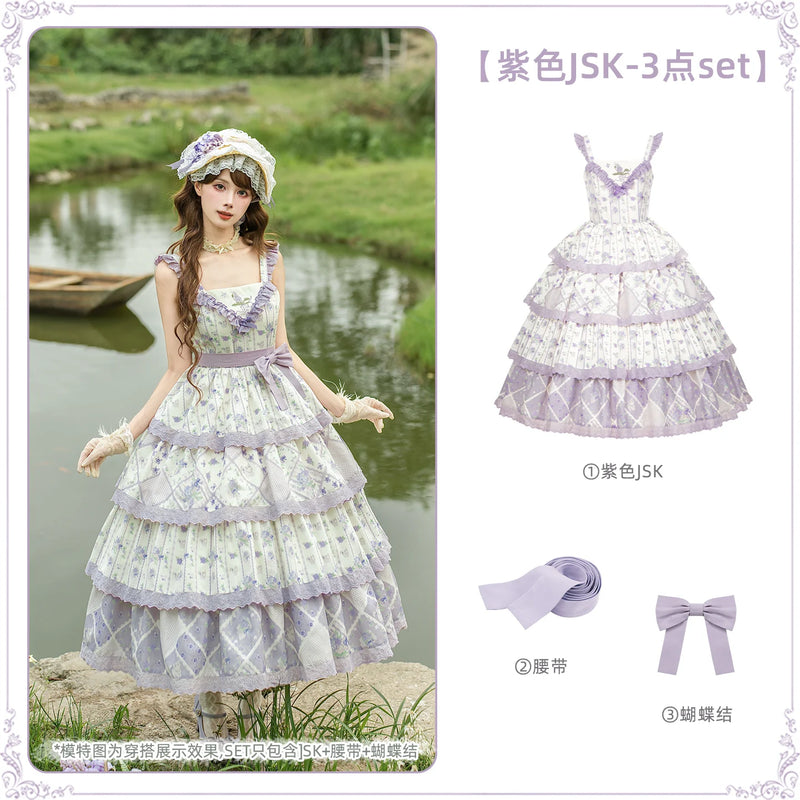 With PUJI - Letter and Poetry Sunflower Matters - Country Lolita JSK Embroidered Printed Lolita Dress detail view 18