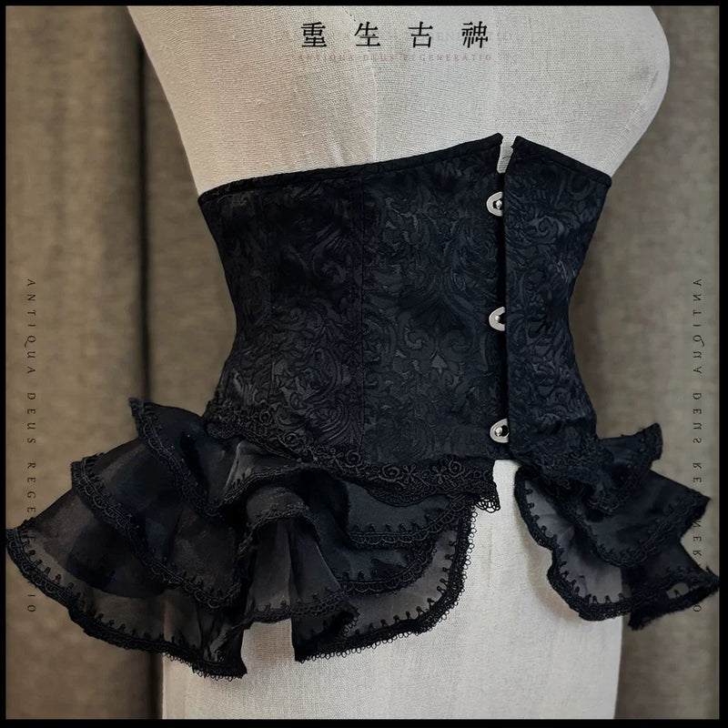 Caged Bird Hotel - Court Gothic Fishbone - Fishbone Waist Cincher with Silver Hook-and-Eye Closures – detail view 2