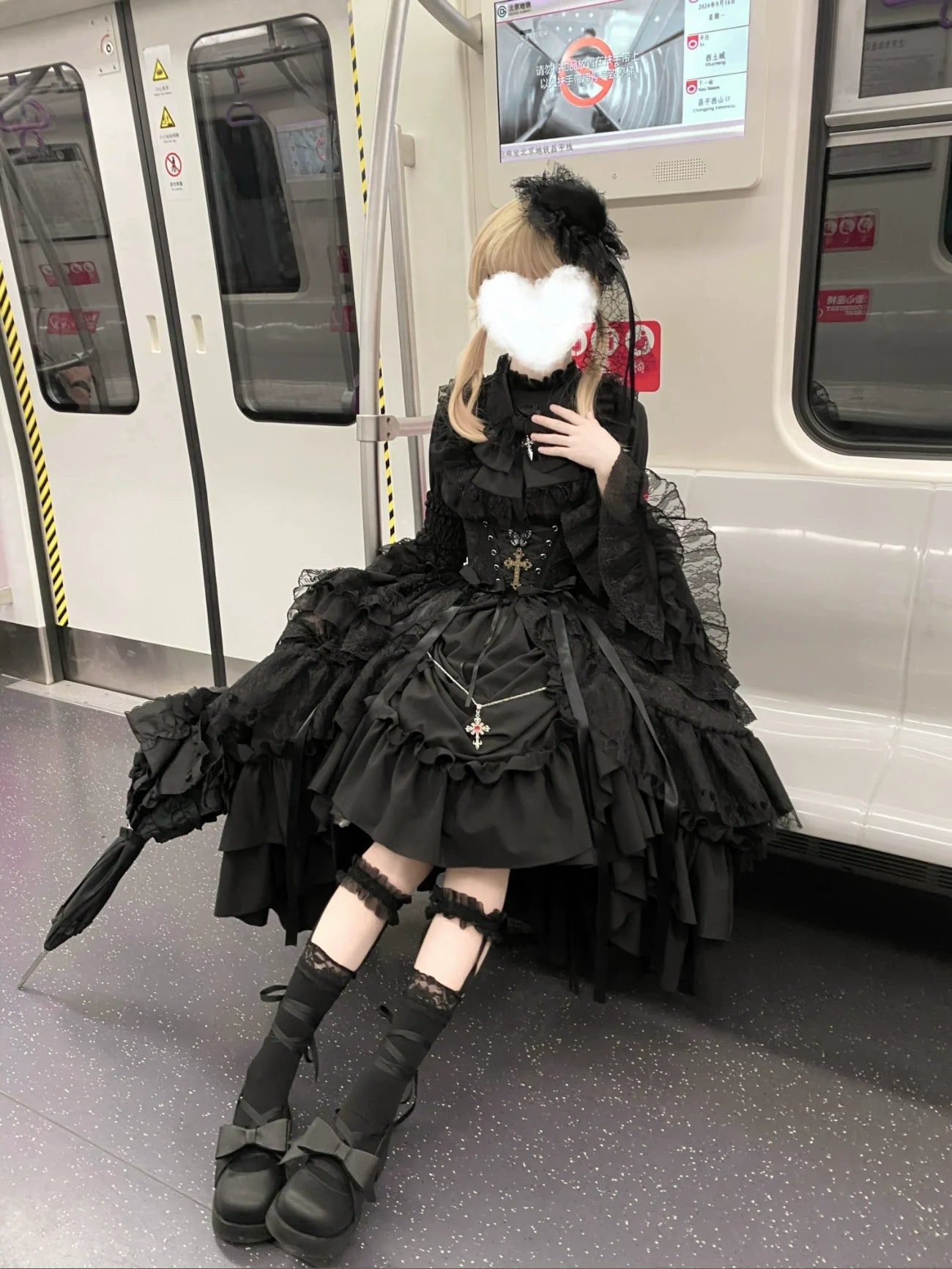 Nightingale Girl - Eternal Taboo - Gothic Lolita Skirt with Princess Sleeve Blouse