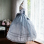 Blaues Camisole-Kleid + Unterrock / S