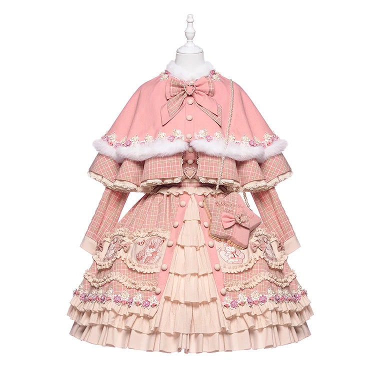 Yupbro - Helford - Coordinated Lolita set with pink plaid blouse and Peter Pan collar