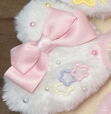 Golden Pikaka - Fluffy Star and Heart Charms - Brooch Hair Clip or Hanging Charm with Star or Heart Motifs