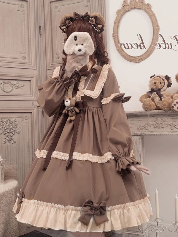 Yueele - Cocoa Teddy - Plus-Size Sweet Lolita OP Dress - front view