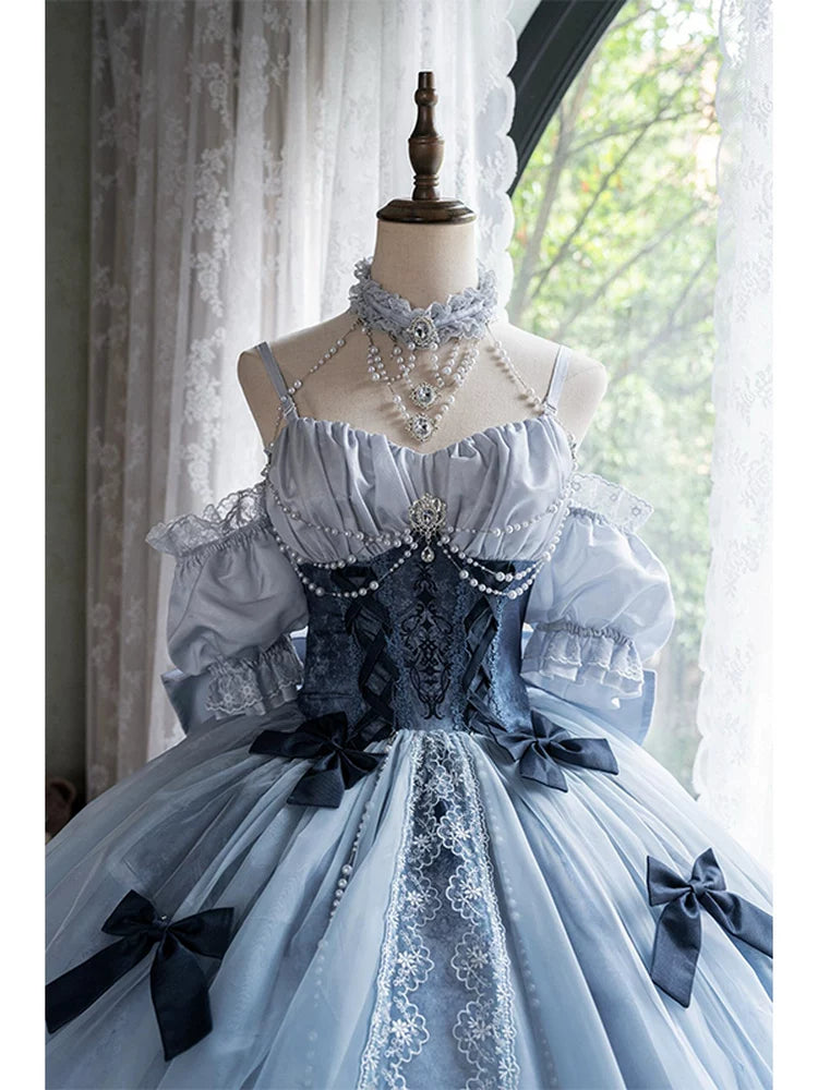 Emoji Dream - Cinderella Lolita Dress - Blue sleeveless Lolita