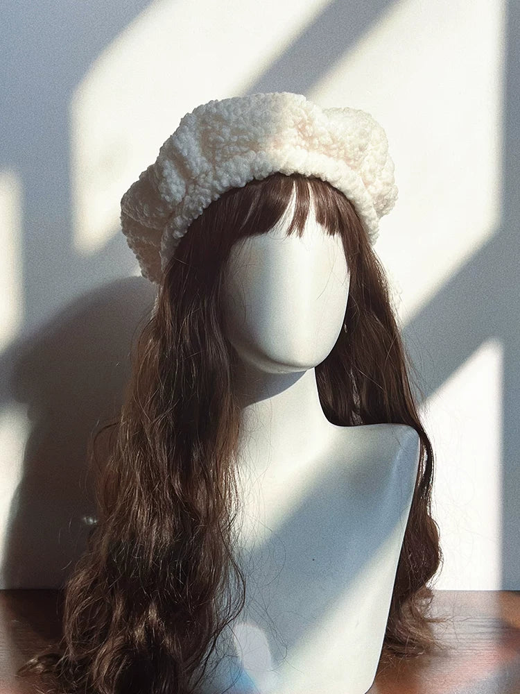 With PUJI - Rongrong - Lolita Hat, Detachable Styling & Plush Texture detail view 5