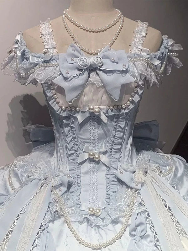 Creamy - Blue Ballet - Lolita Fashion set with a trailing back panel