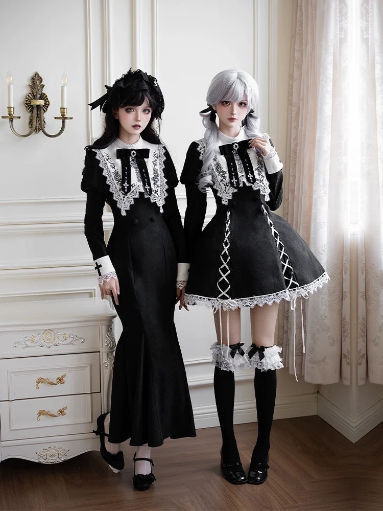 With PUJI - Rose Doll - Gothic Lolita Short OP, Mermaid Dress