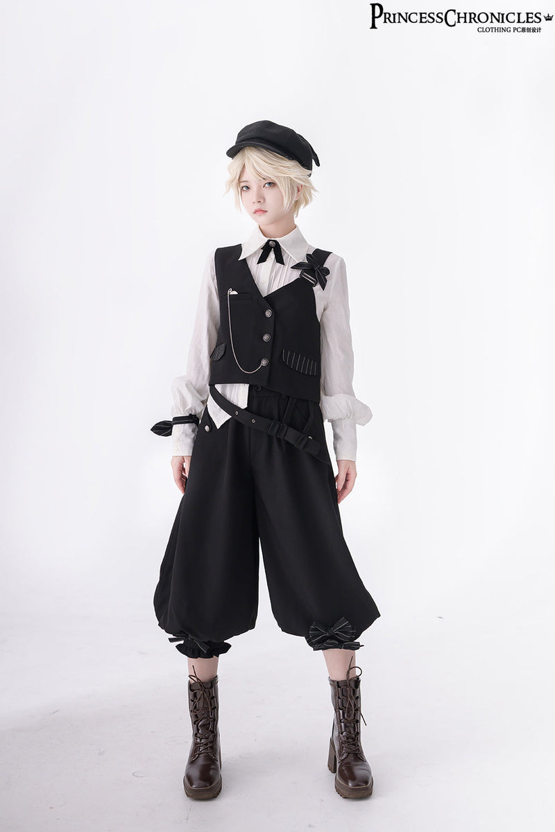 Princess Chronicles - Secret Morning News - Vintage Ouji Lolita Vest Blouse Bloomers