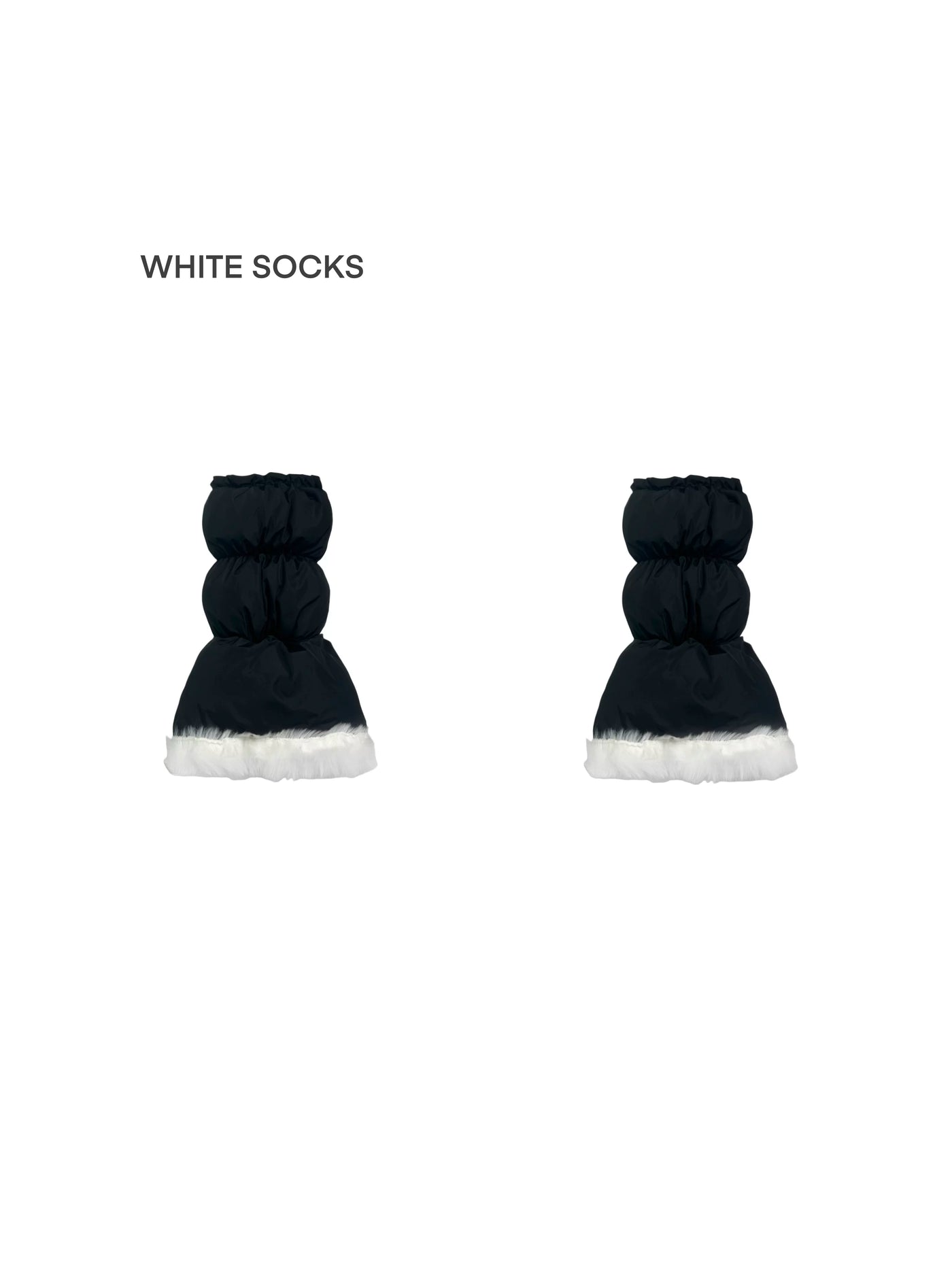 White Socks - Winter Puffer - Warm Leg Warmers with Fluffy Trim
