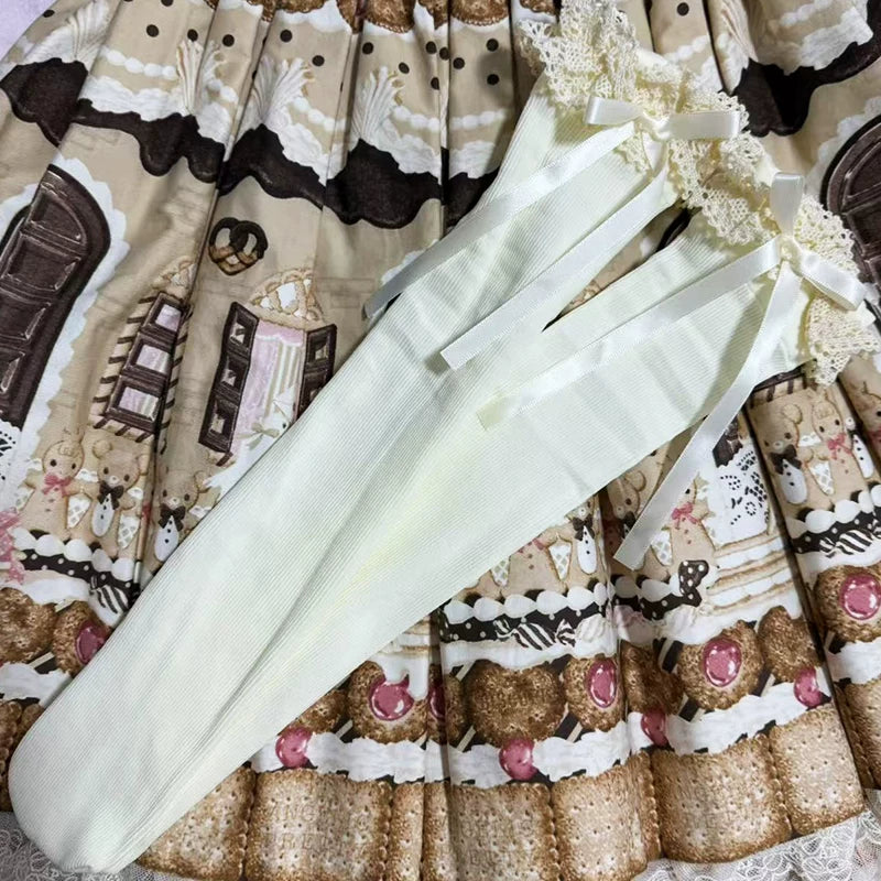 Milky Star Qiaoqiao - Ballet Ribbon - Lace-Trimmed Calf Socks with Bow Ties