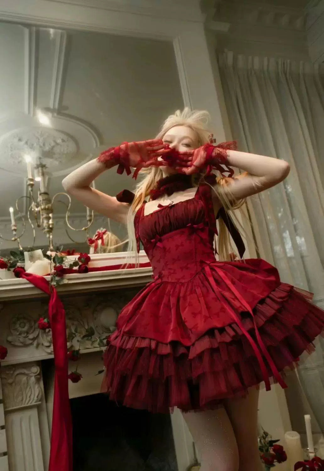 Sweetheart Dream Machine - Little Ribbon Ballet - Camisole jumper skirt (JSK) with layered ruffles