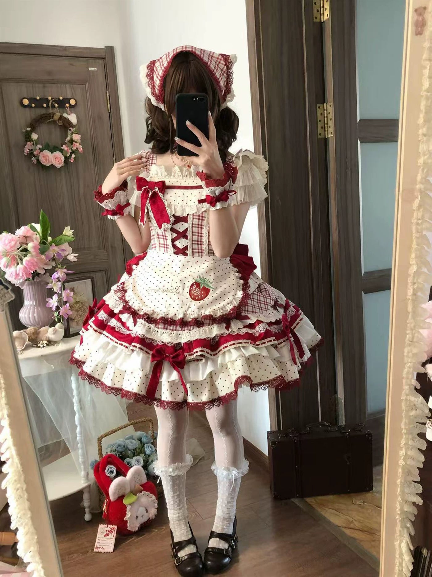 Dream Bunny - Strawberry Sweetheart - JSK Dress Set with Gingham Apron