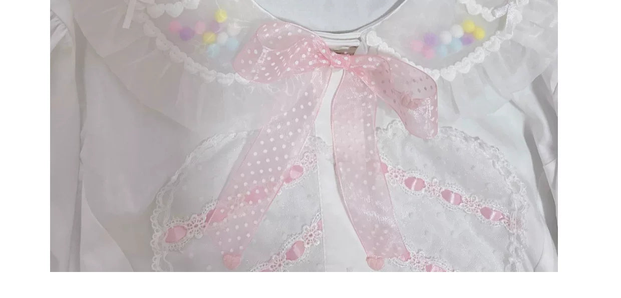 Galette Bunny - Heart Bobo - Cotton Long-Sleeve Blouse with Heart Panel