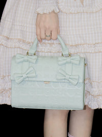 LovelyLota - Sweetheart Chocolate - Embossed Bow Bucket Bag - Mint