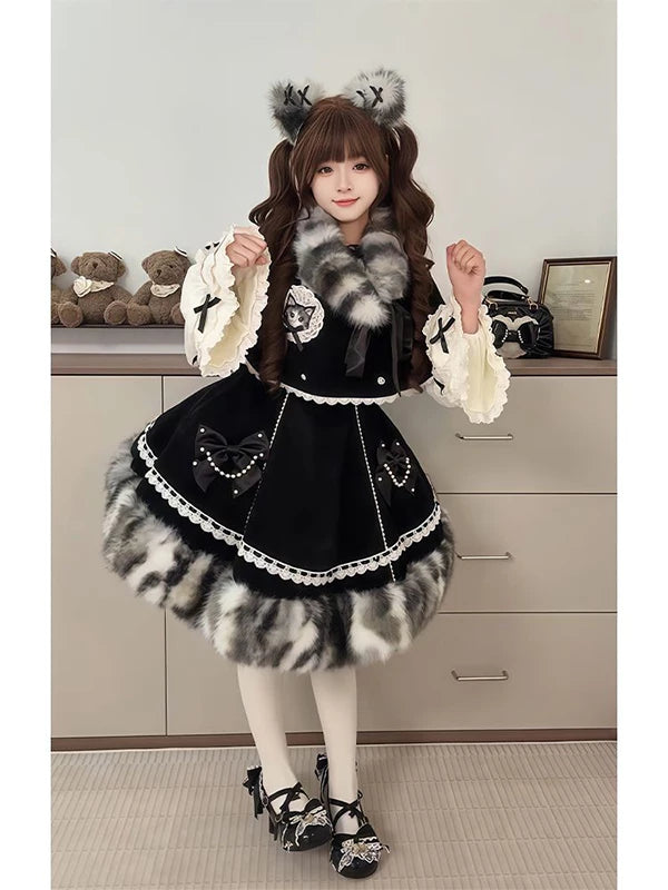 Creamy - Winter Atmosphere - Three-piece JSK set with a cape