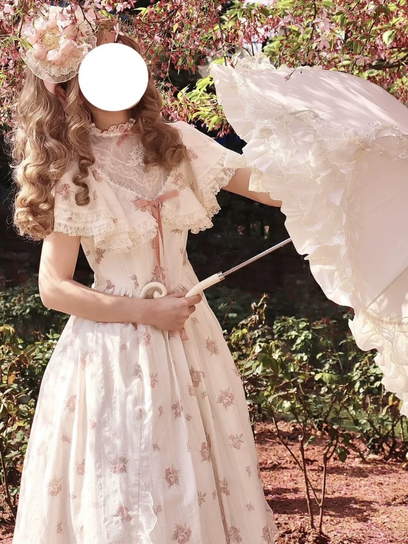 Sweetheart Dream Machine - Lullaby Edwardian Collar - Floral OP Dress with Lace Collar