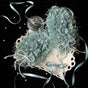 Cyan furry flower balls, pair