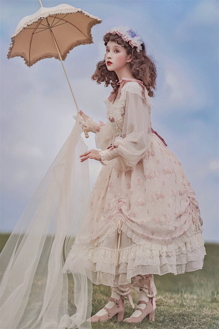Letters from Unknown Star - Time Stationery - Elegant Lolita Long Sleeve OP Dress