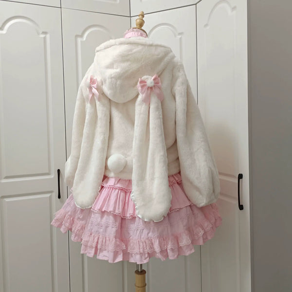 BossZan Hopping Bunny Lolita Coat & Shorts Separates — Light Ivory - Short Coat, Ready-Stock Option