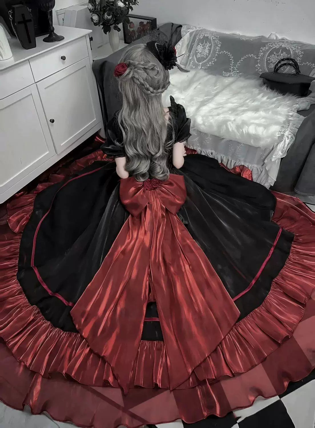 Sweetheart Dream Machine - Bridal Princess - Long Lolita Dress with Tiered Ruffles