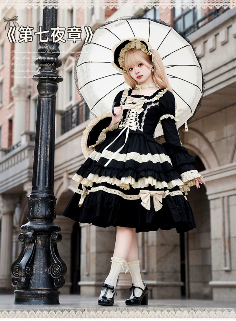 With PUJI - Chapter Seven - Spring Cotton Lolita OP Dress Doll-Like Dress detail view 6