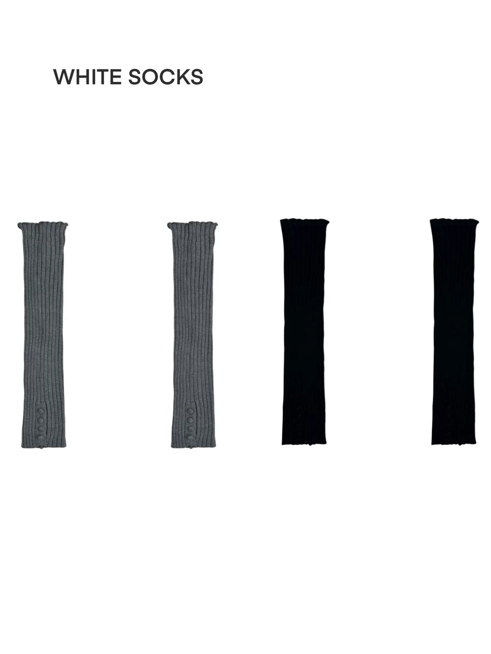 Grey + Black two-tone lace-trimmed ribbed slouch calf socks