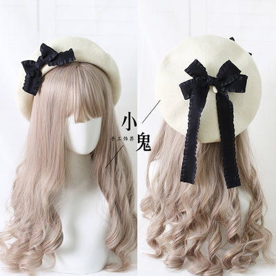 Xiaogui - Sweet Bow Multicolors Lolita Wool - Beret Headwear