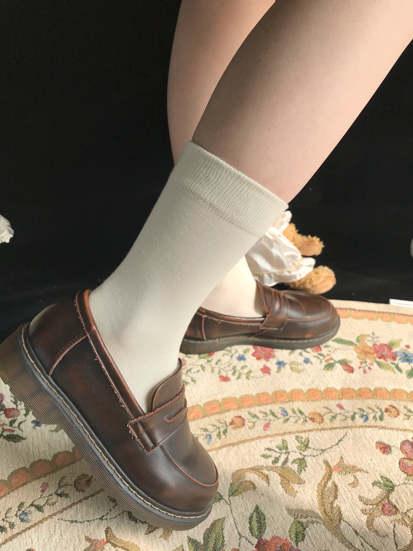 Chubby Bear Tales - Custard Bun - Two-Pair Ribbed Tube Socks in Multiple Lengths