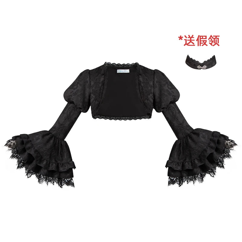 With PUJI - Twilight - Black Gothic Lolita Skirt Set, Witch-Inspired detail view 10