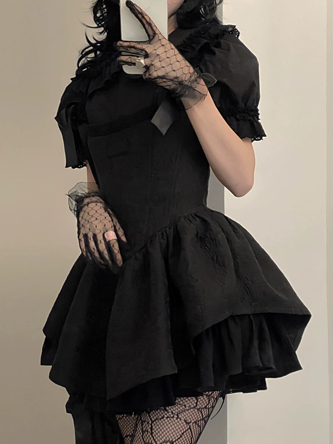 Nololita - Illusion Rose - Two-Piece Jacquard Fishbone OP Dress Set