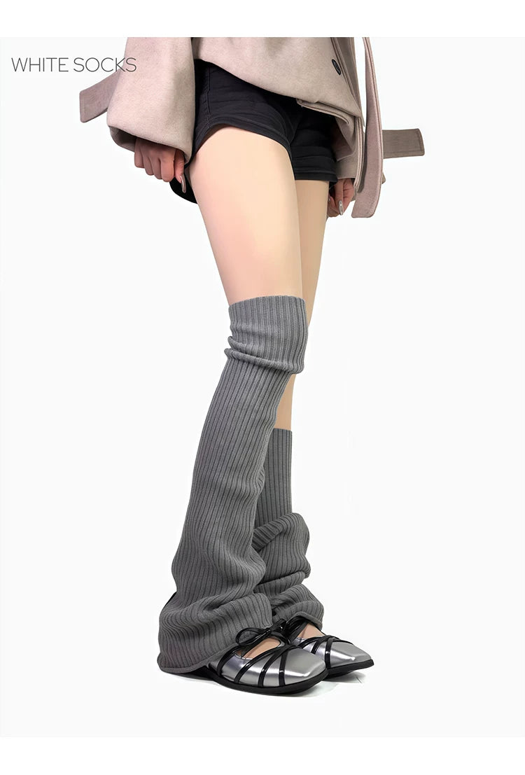 White Socks - Academy Slouch - Ribbed Calf Sock Leg Warmers