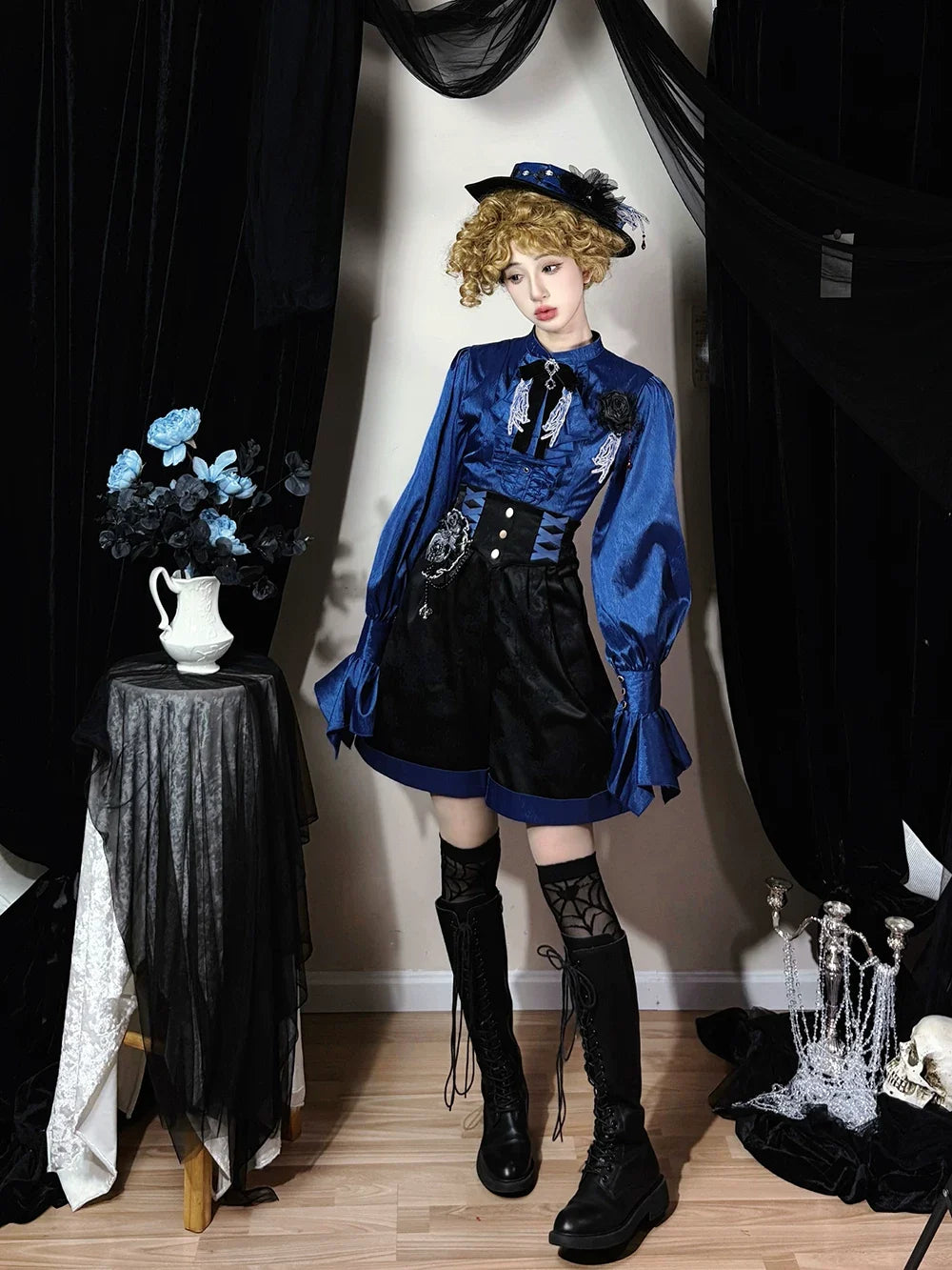 Miss Point - Moonnight Return - Ouji Lolita Jacquard Pants & Shorts, Side Pockets