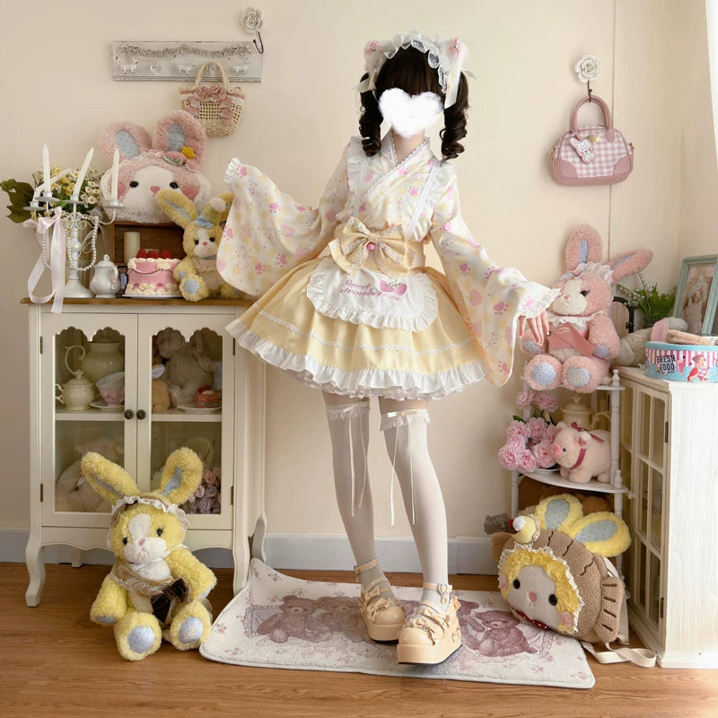Lady Han Summer Cat Maid dress by Lolita Fetch, featuring a cute maid costume with cat-themed details and pastel colors.