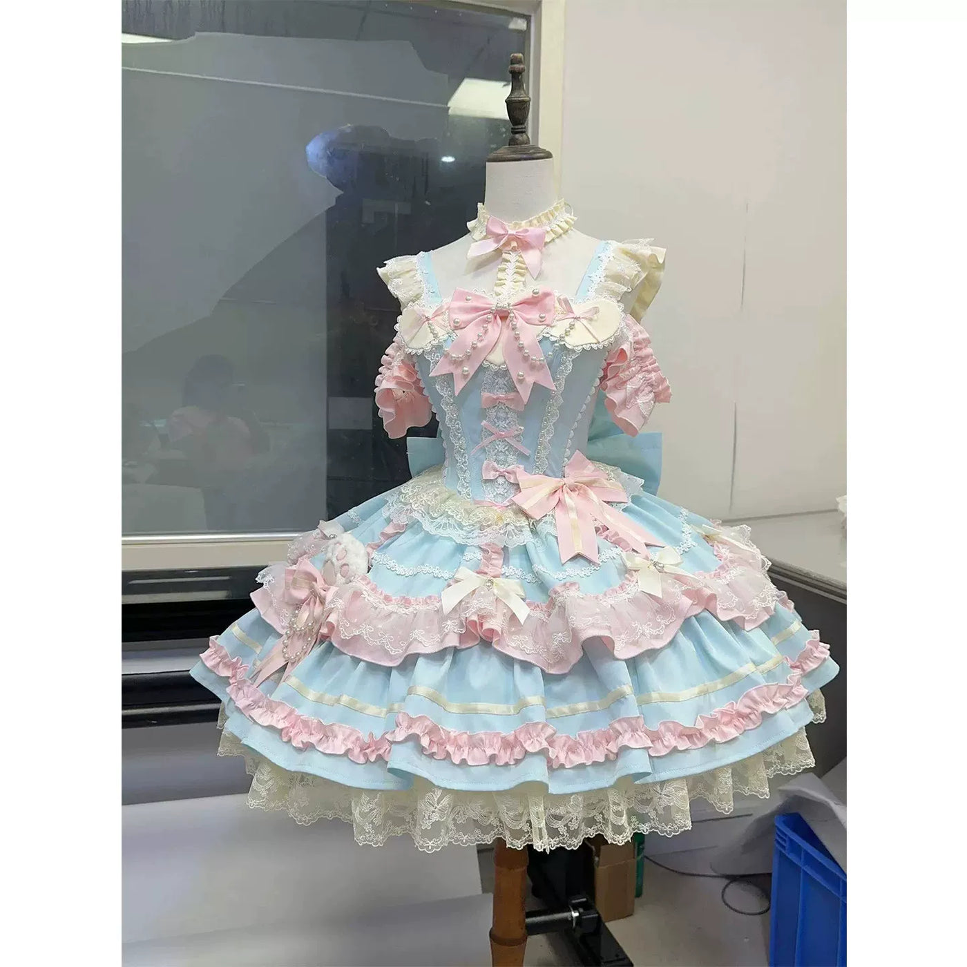 Creamy - Candy Ballet - Blue-and-Pink JSK Set with Train and Bow