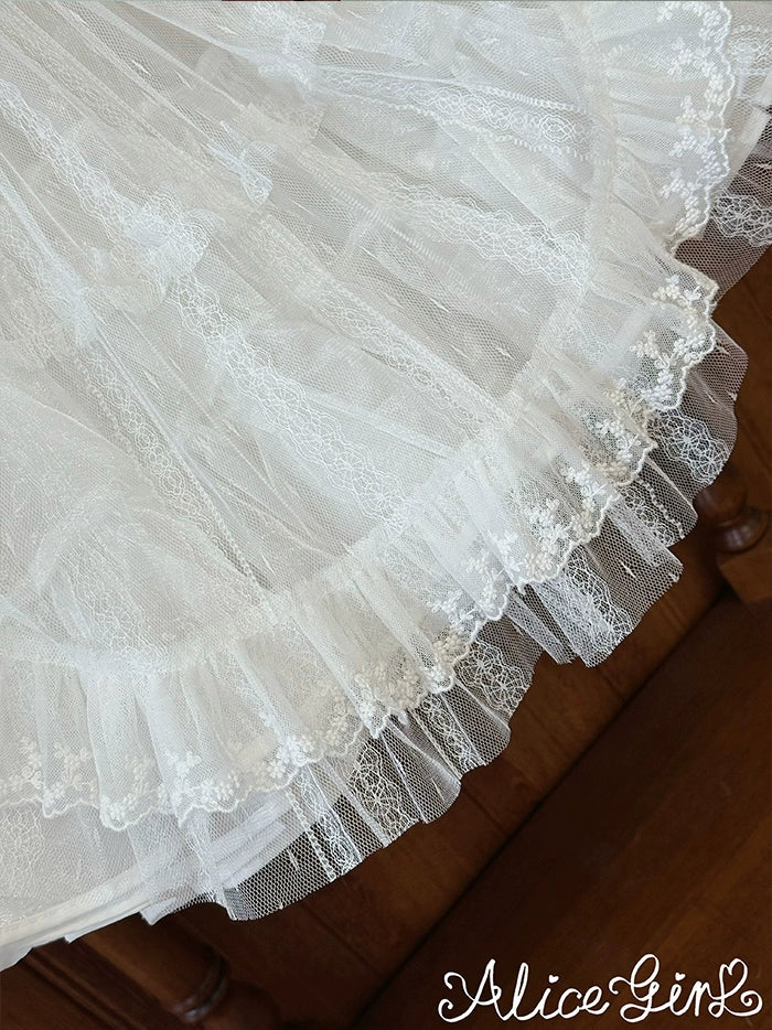 Alice Girl - Elegant Lolita Embroidered Apron - with Adjustable Strap Hand Accessory