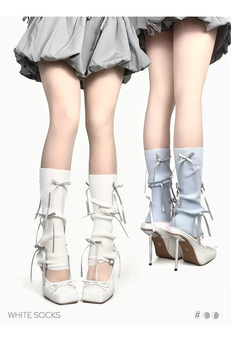 White Socks - Ribbon Ballet - Socks with ribbon bows