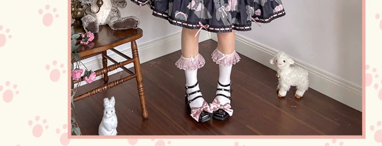Baozi Pig - Bopi Bear - Three-Tier JSK Dress with Bear-and-Heart Motifs