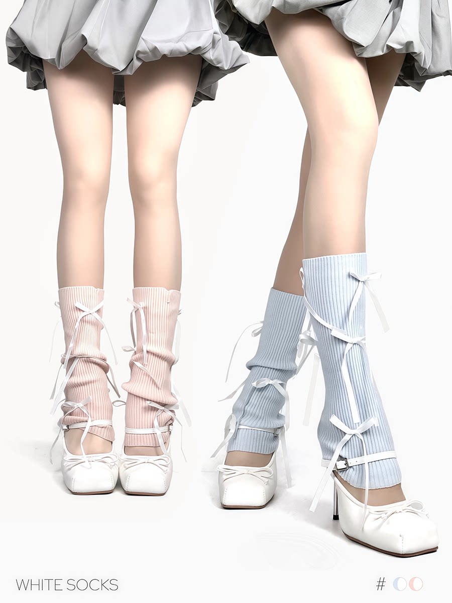White Socks - Ribbon Ballet - Socks with ribbon bows