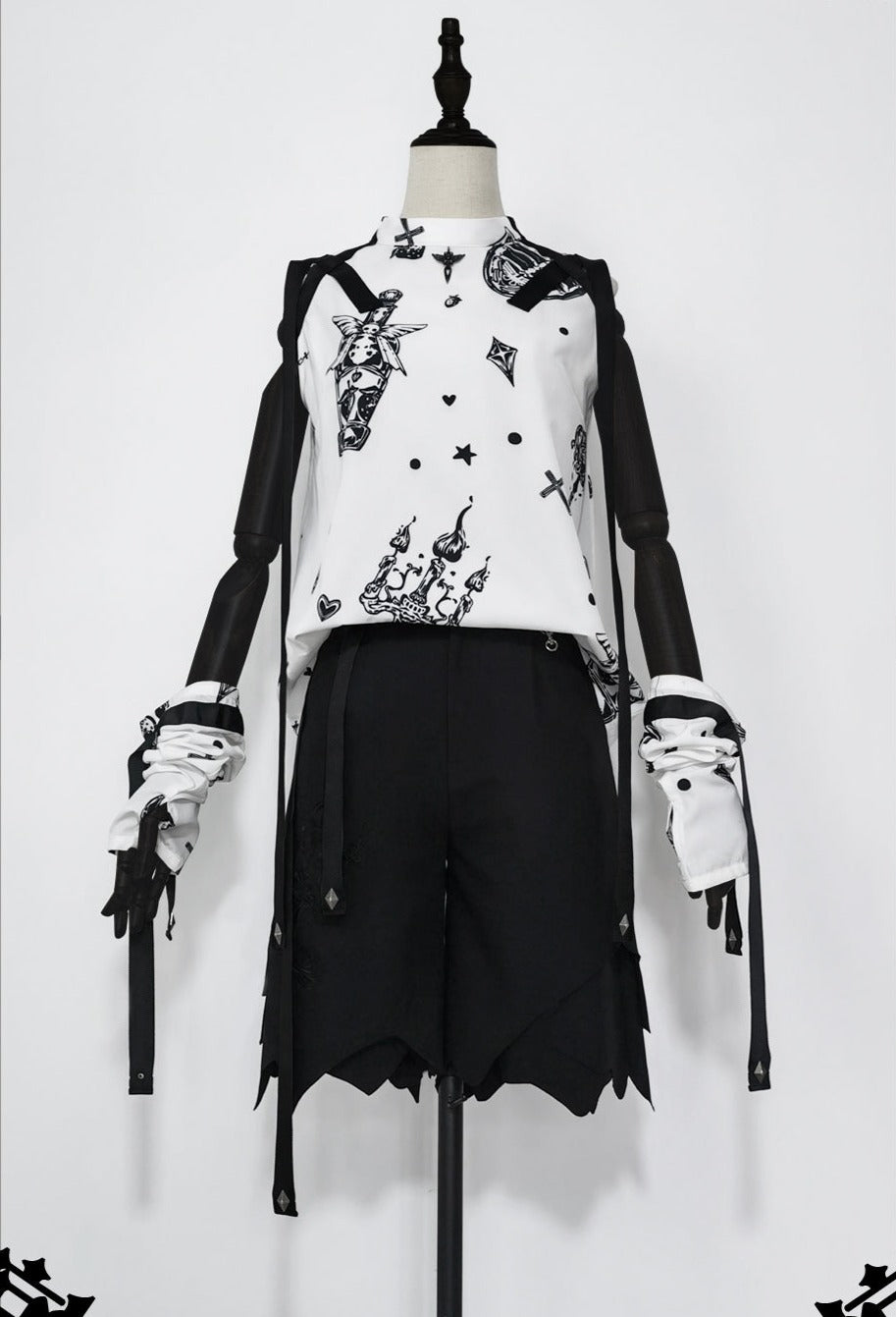 Shadow Story - Sleeveless Daily Summer Shirt S Shirt and cuffs only