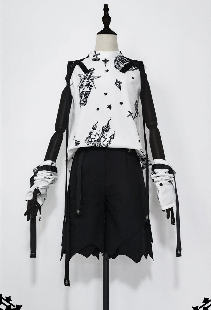 Shadow Story - Sleeveless Daily Summer Shirt S Shirt and cuffs only