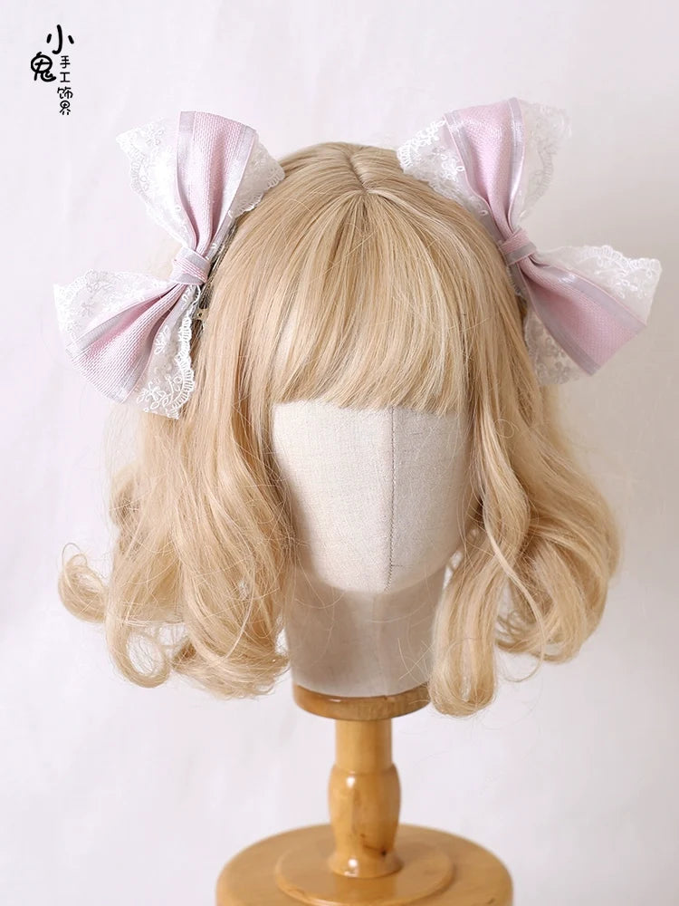 Xiaogui - Sweet Lolita Headdress Pink - Handmade Christmas Accessories Headwear