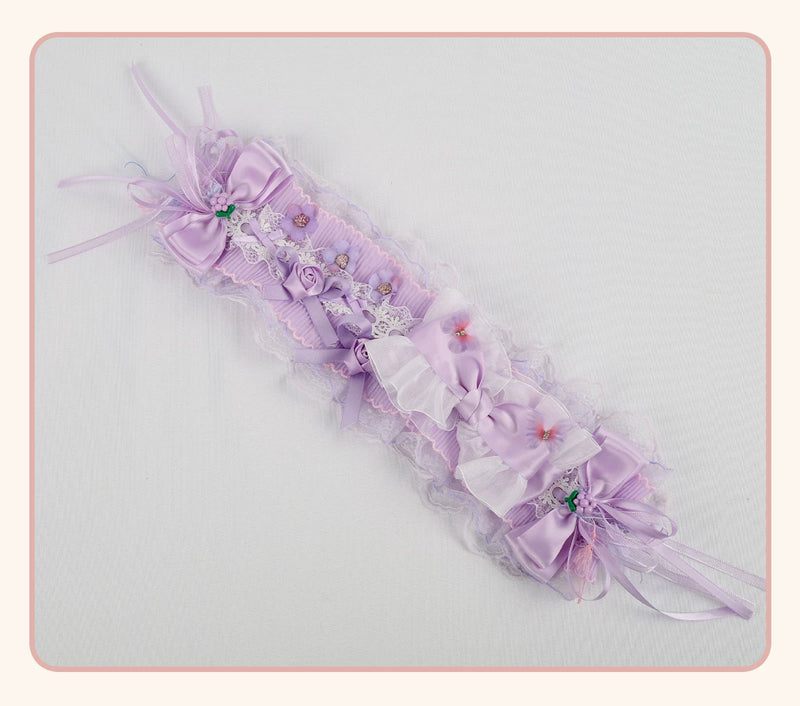 Stardust Rose - Taro Bridal - Purple Floral Headwear and Hand-Sleeve Options with Bows