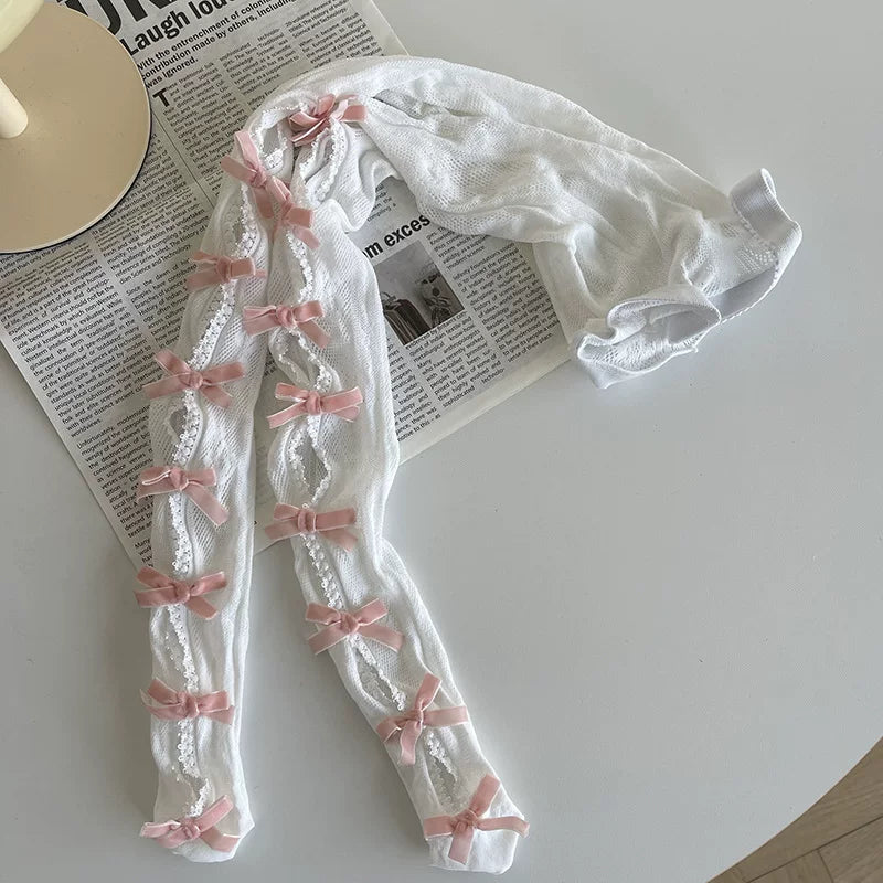 Sock Noble - Bow Lace Cutout - Tights with Openwork Lace Panels