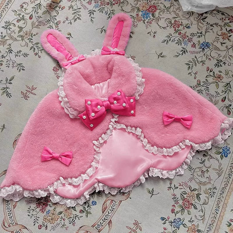UNCHARTEDSTAR Princess Diary Lolita Cape — Deep Pink Cape + Deep Pink Bow