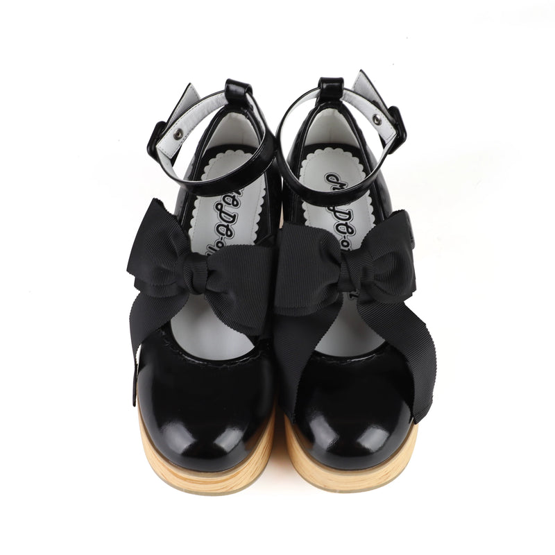 MODO Rocking Platform Bow Rocking-Horse Lolita Shoes – Black - No Ruffle Trim – view 13