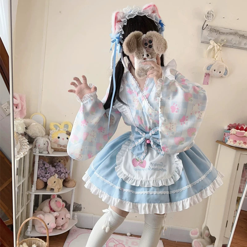 Lady Han Summer Cat Maid dress by Lolita Fetch featuring a cute maid costume with cat ears and ruffled details.