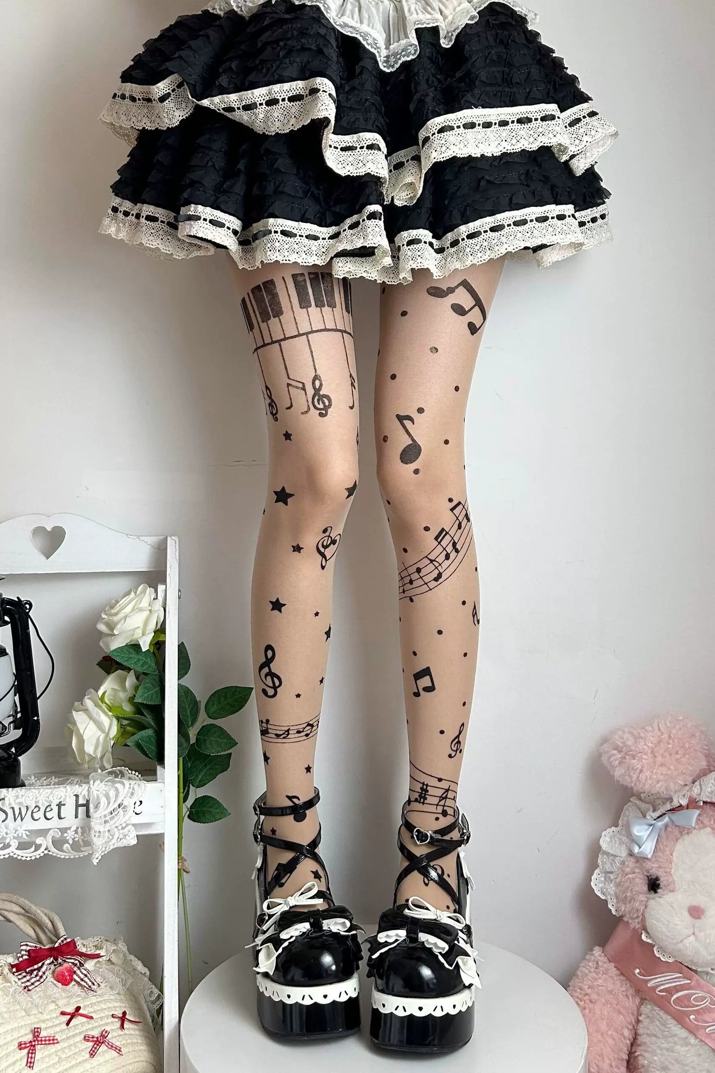 Fantasy Doll - Sweet Star Print - Patterned tights with star motifs