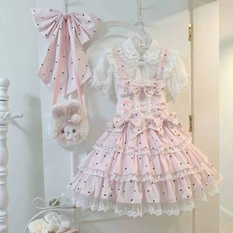 Sweetheart Dream Machine - Retro Cake Layers - JSK Dress with Polka Dots and Bow