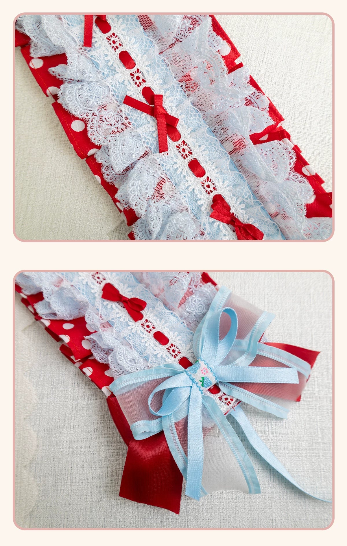 Stardust Rose - Strawberry Polka Dot - Six-Style Headwear Selection with Ice-Blue Ribbons